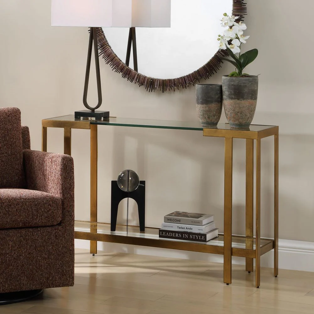Uttermost Kendrick Radiant Gold Leaf Finish Console Table - Image 4