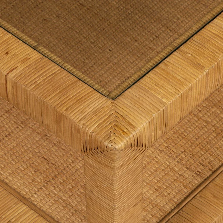 Uttermost Kensing Glass and Rattan Coffee Table - Image 2