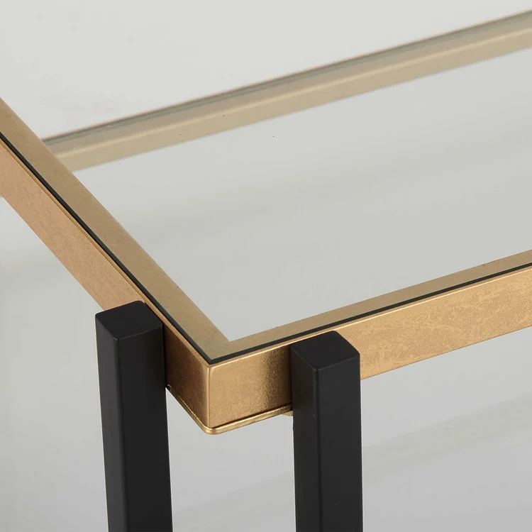 Uttermost Kentmore Glass Top With Matte Black and Brushed Gold Iron Coffee Table - Image 6