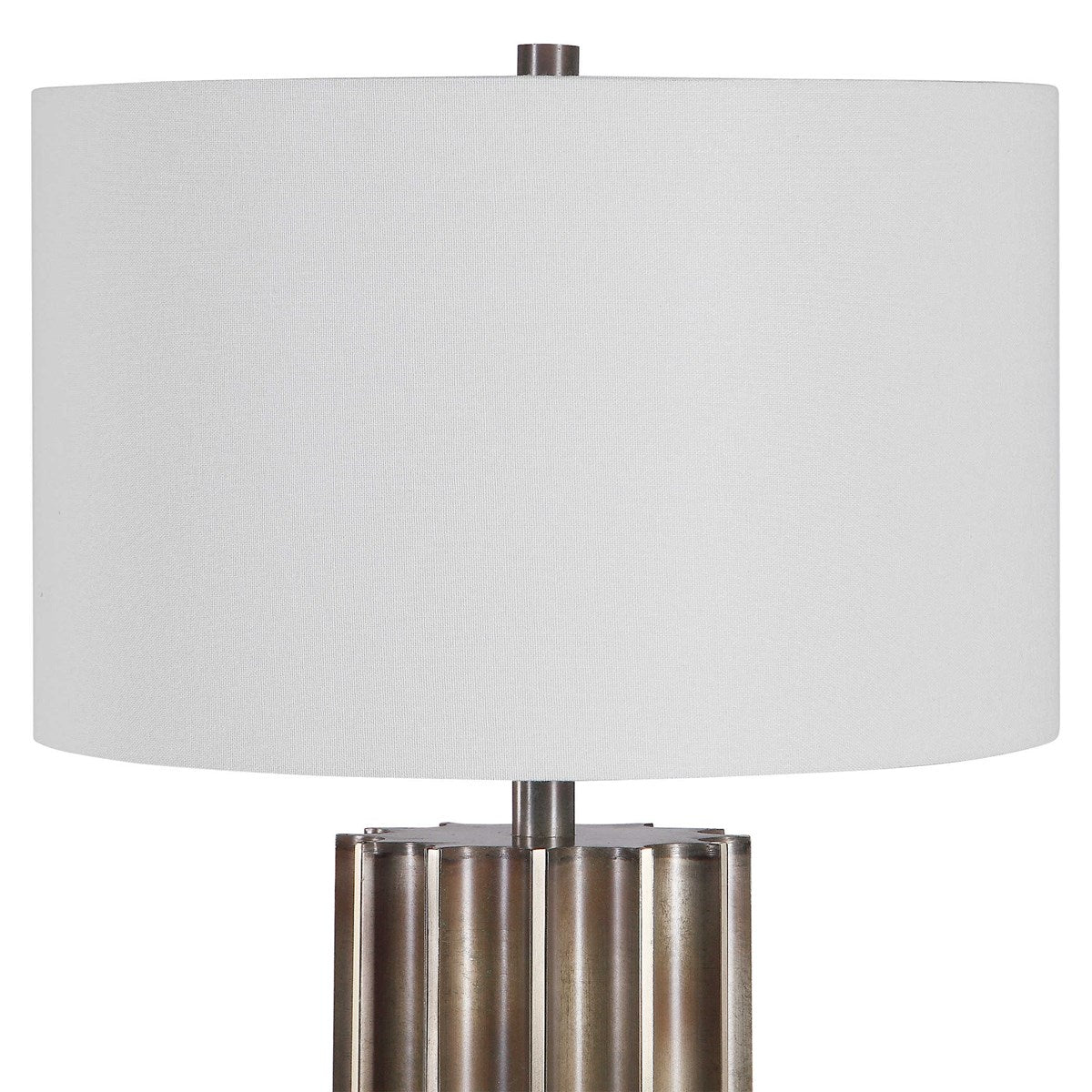 Uttermost Khalio Aged Gunmetal Fluted Table Lamp With White Linen Shade - Image 5