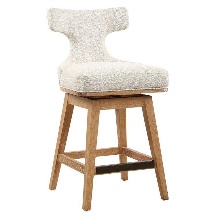Uttermost Klismos White Textured Cushioned Swivel Seat Counter Stool - Image 4