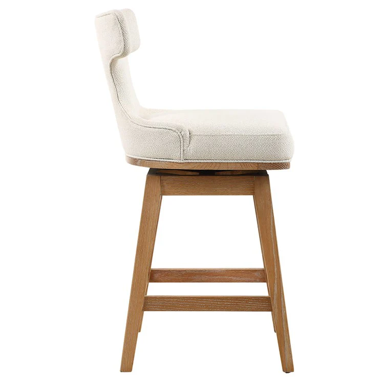 Uttermost Klismos White Textured Cushioned Swivel Seat Counter Stool - Image 5
