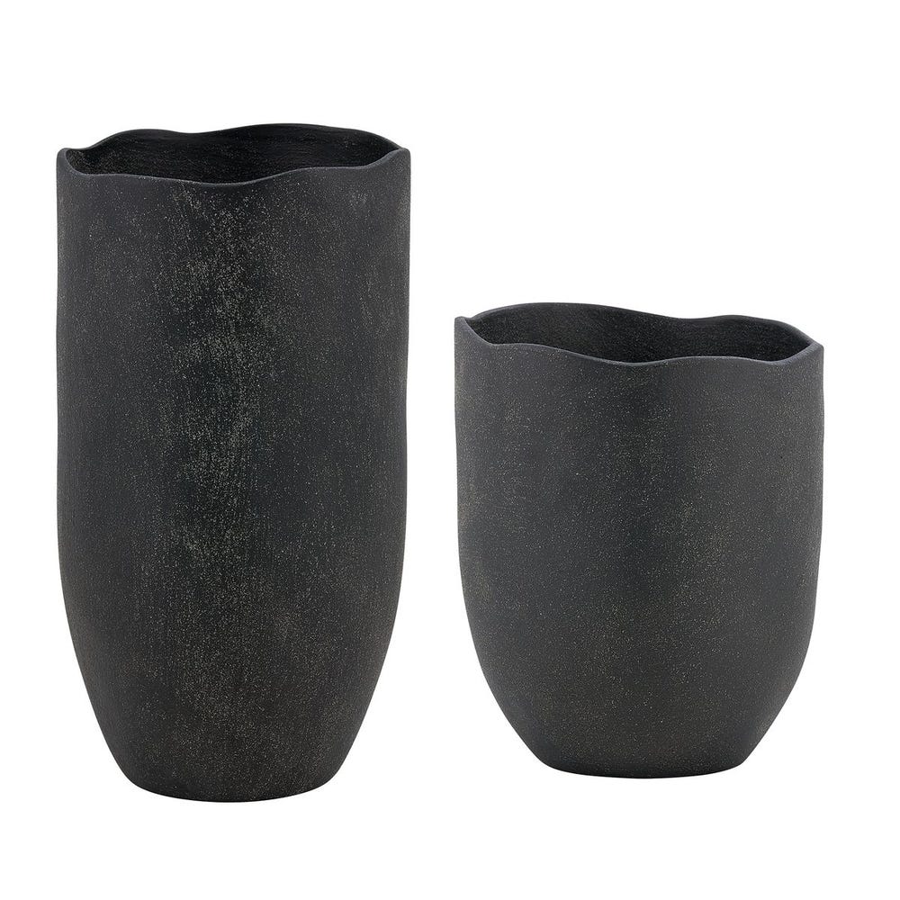 Uttermost Komorebi Matte Black Vases ~ Set Of 2 ~ Indoor And Outdoor Use - Image 2