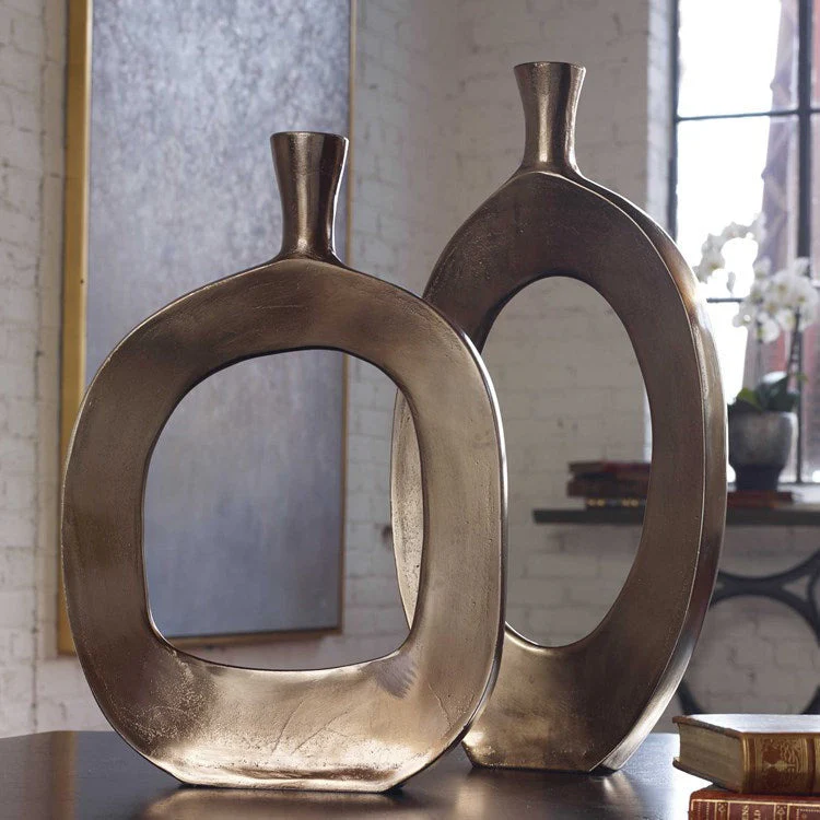 Uttermost Kyler Set of 2 Bronze Sculptural Vases
