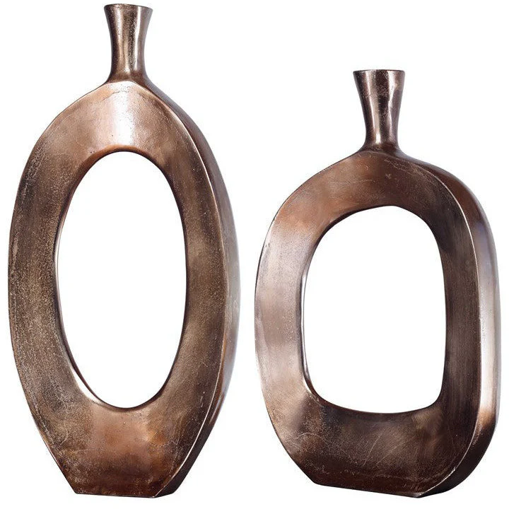 Uttermost Kyler Set of 2 Bronze Sculptural Vases - Image 2