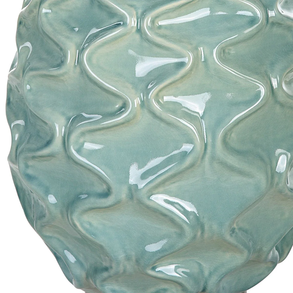 Uttermost Laced Up Foam Gloss Glazed Ceramic Table Lamp With White Linen Shade - Image 4