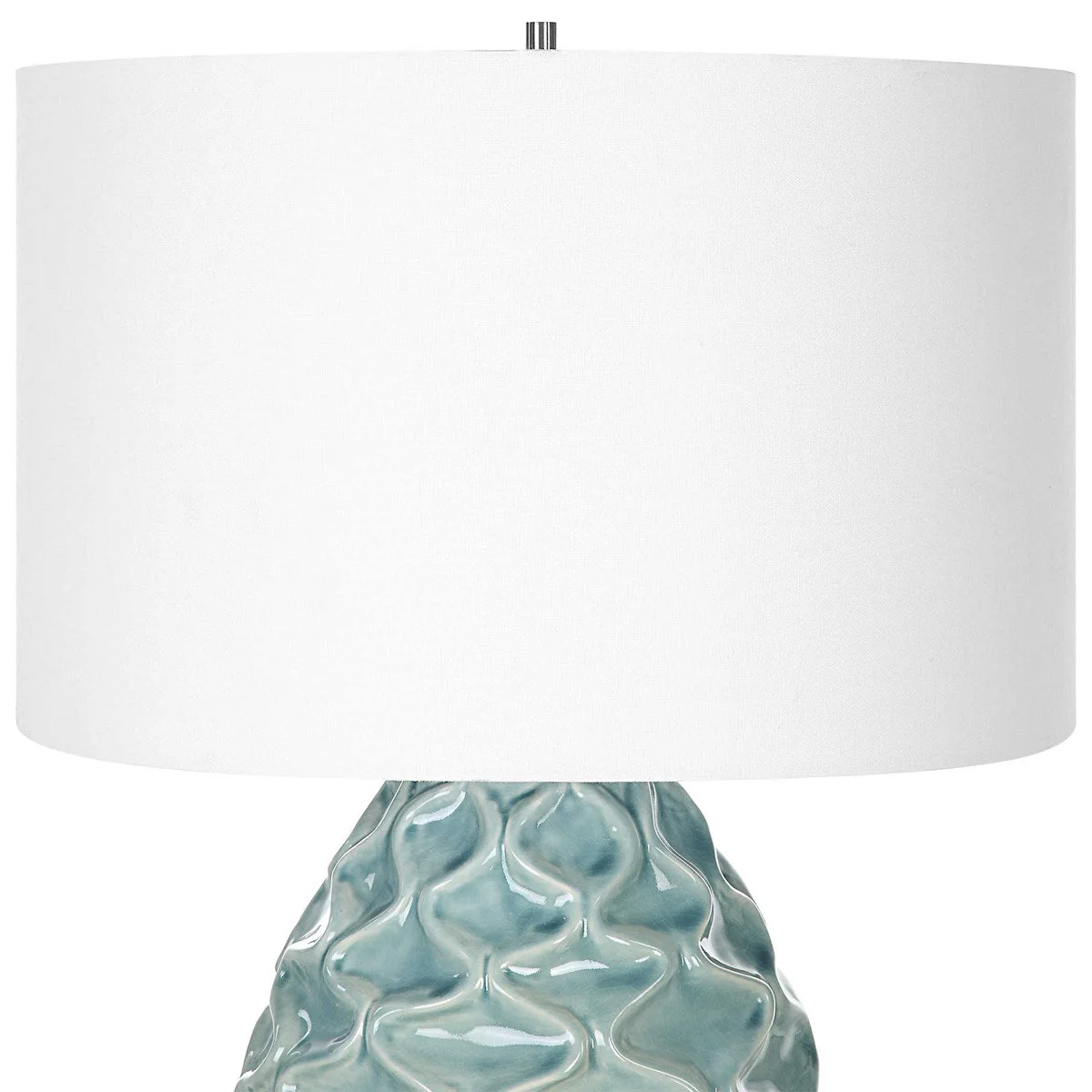 Uttermost Laced Up Foam Gloss Glazed Ceramic Table Lamp With White Linen Shade - Image 5