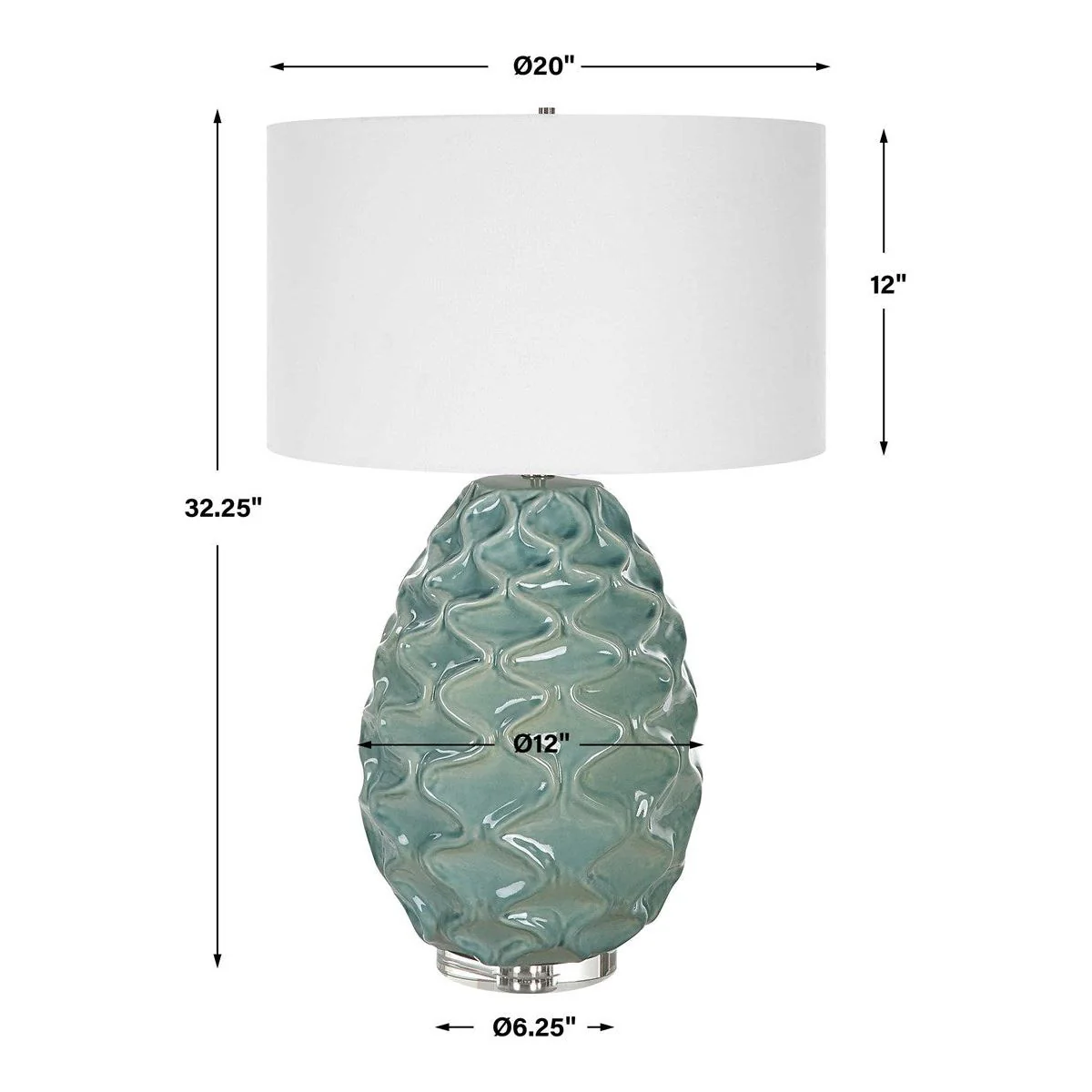 Uttermost Laced Up Foam Gloss Glazed Ceramic Table Lamp With White Linen Shade - Image 7