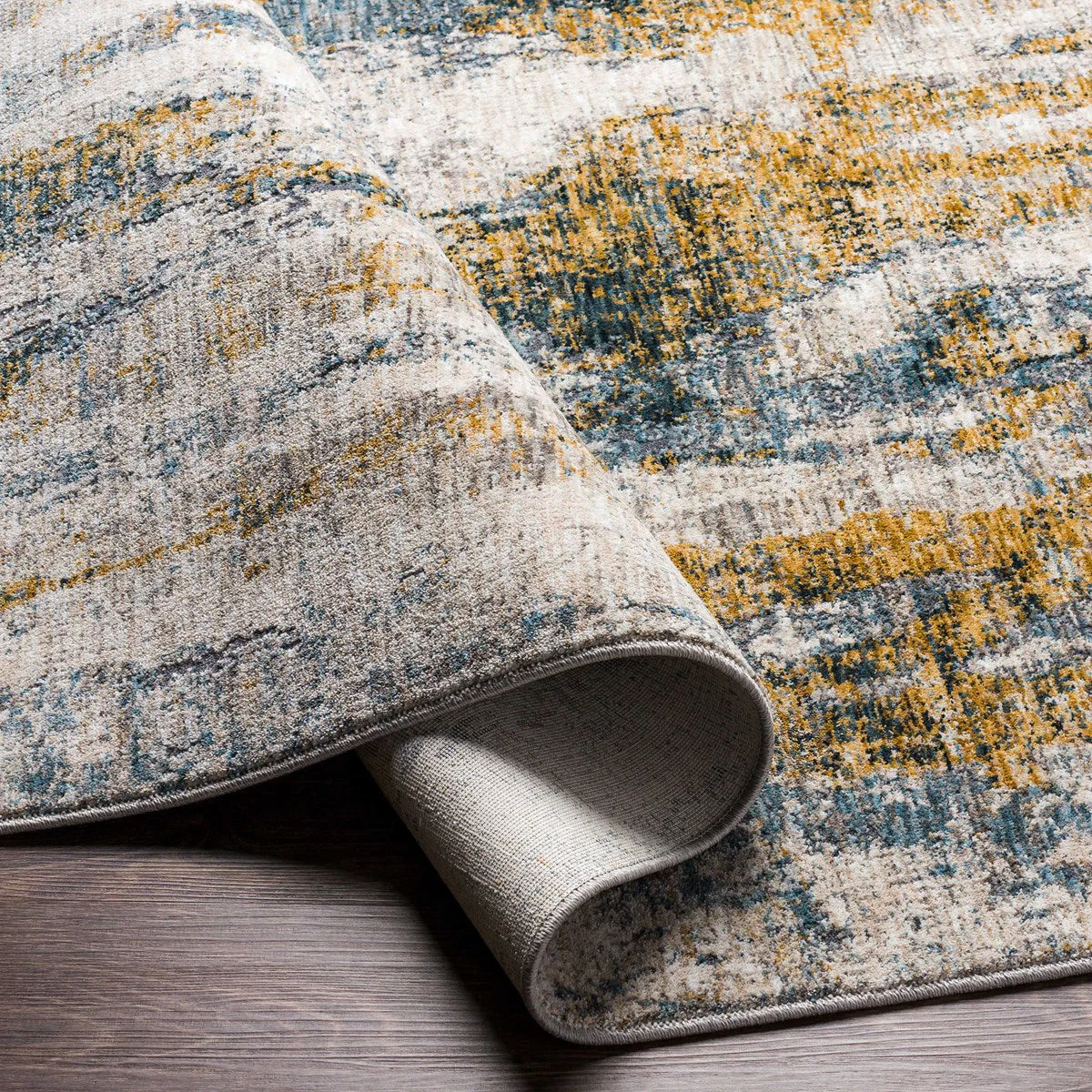 Uttermost Ladoga Beige, Cream, Gray and Denim Blue Modern Abstract Rug ~ 5' x 7'5" - Image 7