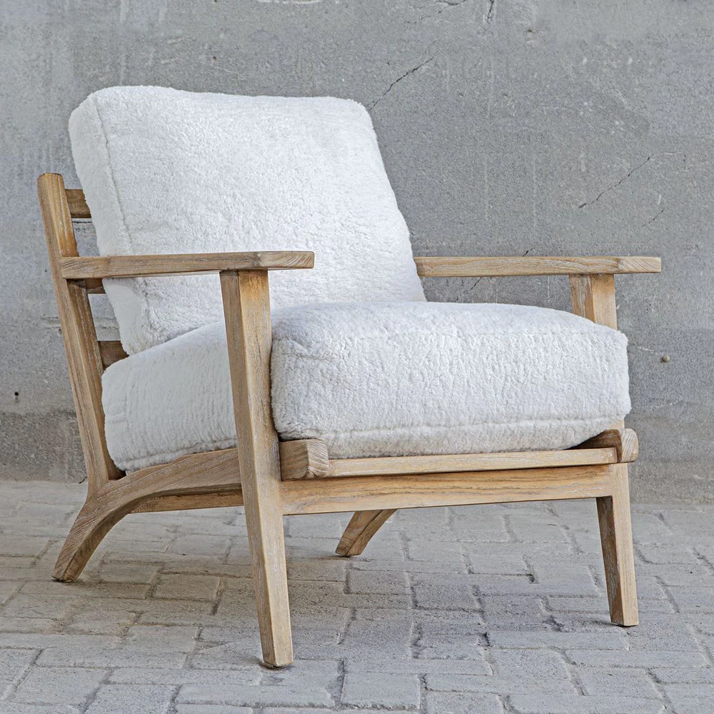 Uttermost Laid Back Mindi Wood Natural Finish Lounge Chair - Image 2