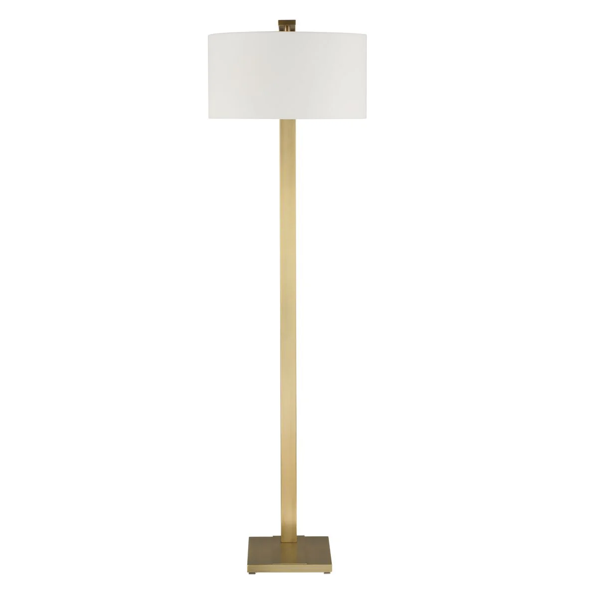 Uttermost Laight Antique Brass Floor Lamp With White Linen Shade - Image 4