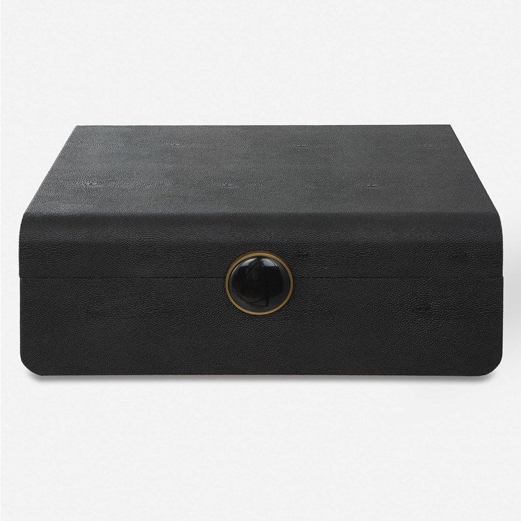 Uttermost Lalique Black Faux Shagreen Decorative Box - Image 2