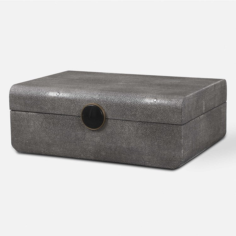 Uttermost Lalique Smoke Gray Faux Shagreen Decorative Box - Image 2