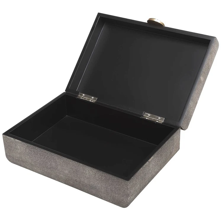 Uttermost Lalique Smoke Gray Faux Shagreen Decorative Box - Image 4