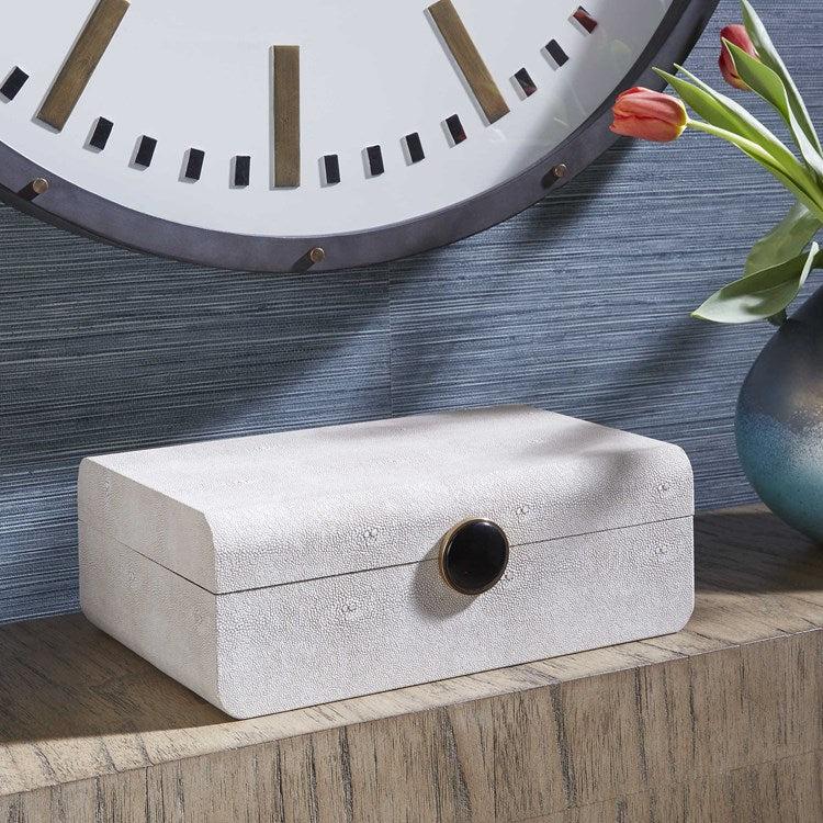 Uttermost Lalique White Faux Shagreen Decorative Box
