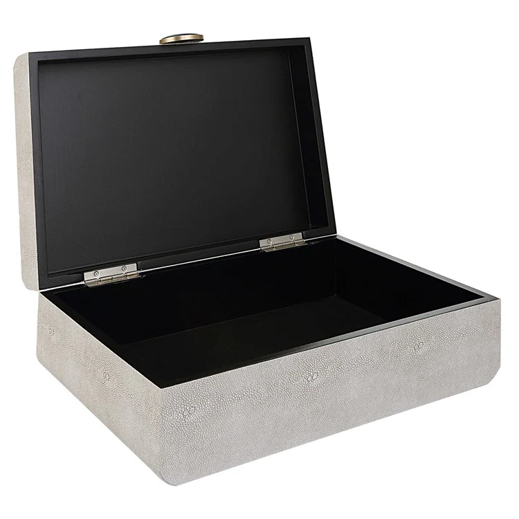 Uttermost Lalique White Faux Shagreen Decorative Box - Image 4