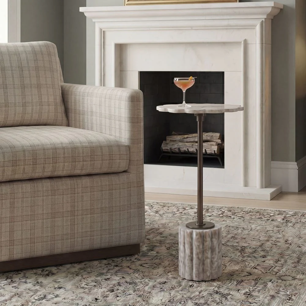 Uttermost Lana Scalloped Marble Top Drink Table