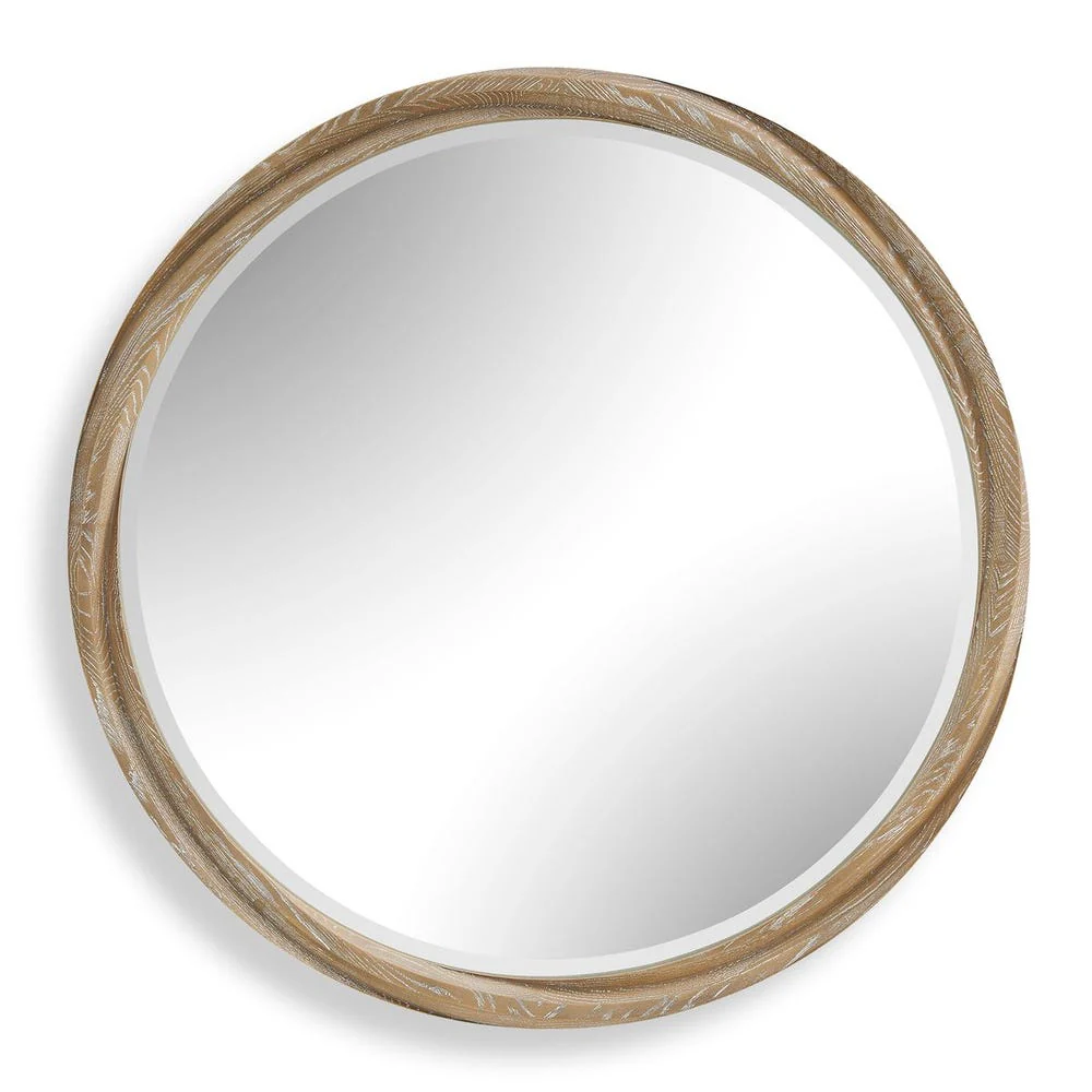 Uttermost Landry Twisted Light Wood Framed Round Mirror - Image 3
