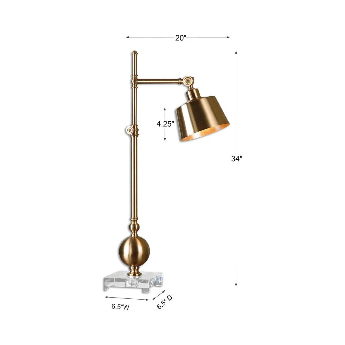 Uttermost Laton Brushed Brass Desk Lamp - Image 3