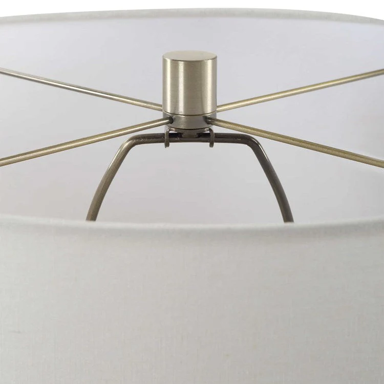 Uttermost Laurel Cream and Sage Glazed Ceramic Table Lamp With Linen Shade - Image 6