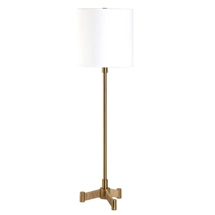 Uttermost Lautoka Brass Buffet Lamp With White Linen Shade - Image 4