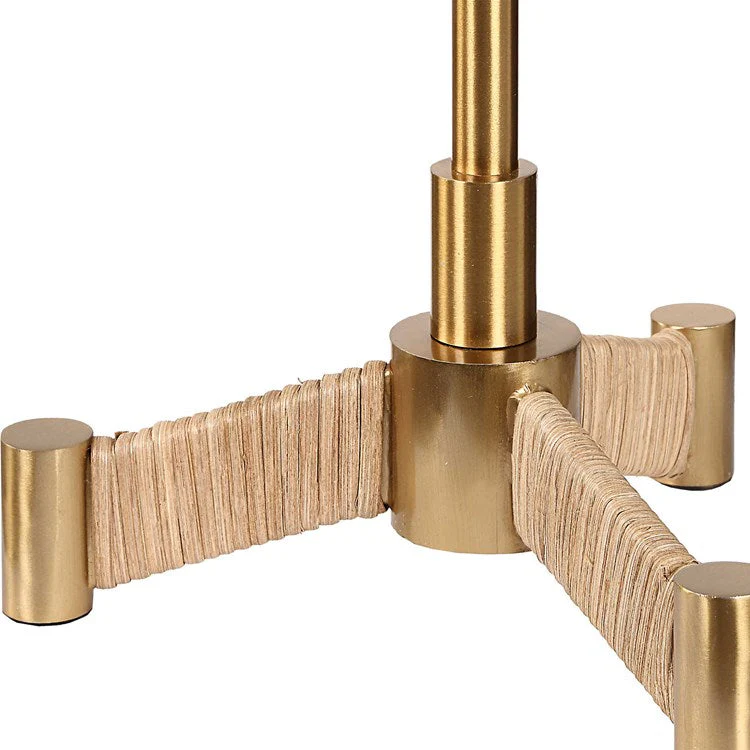 Uttermost Lautoka Brass Buffet Lamp With White Linen Shade - Image 7