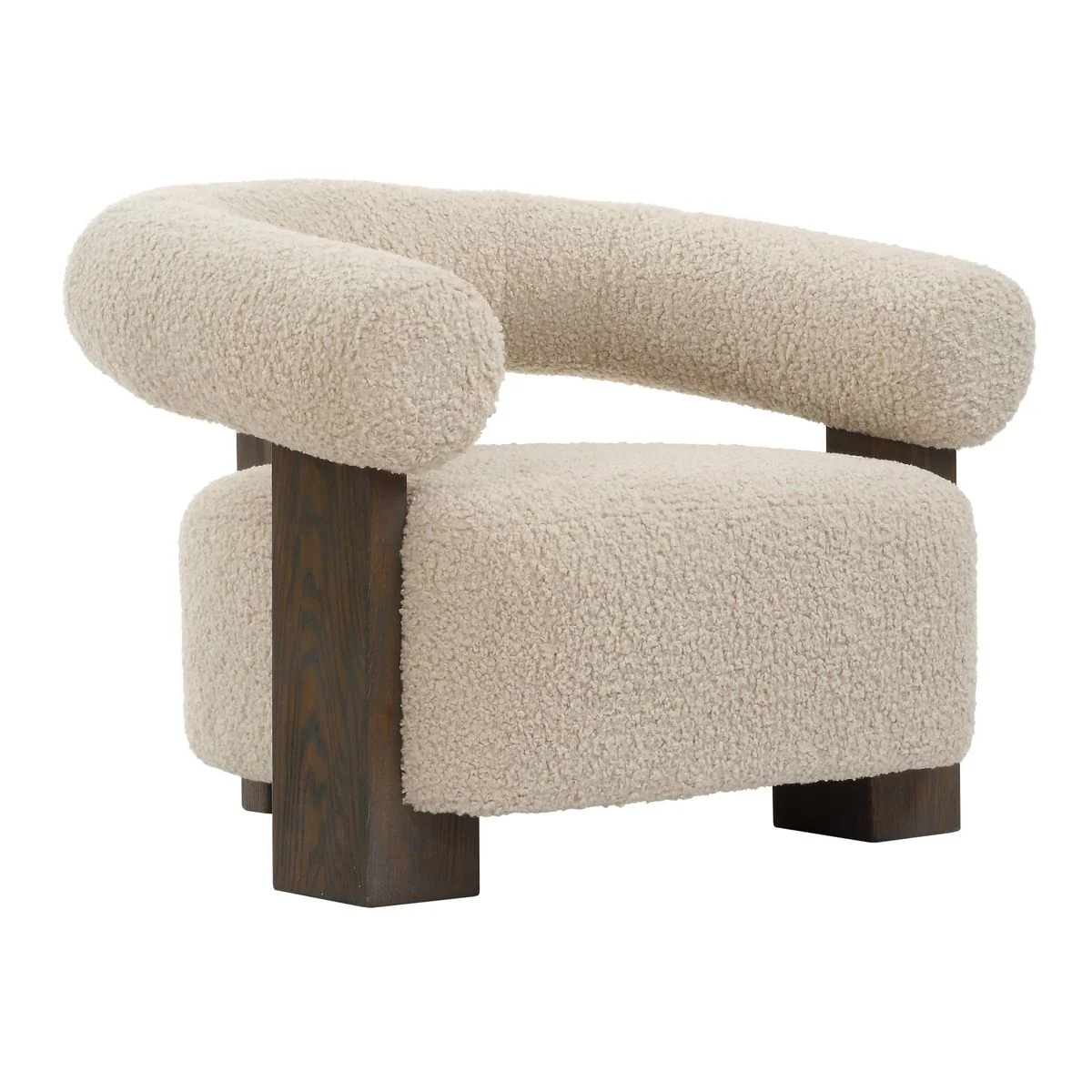 Uttermost Lennox Barrel Shearling Cushion Accent Chair With Dark Walnut Wood - Image 4