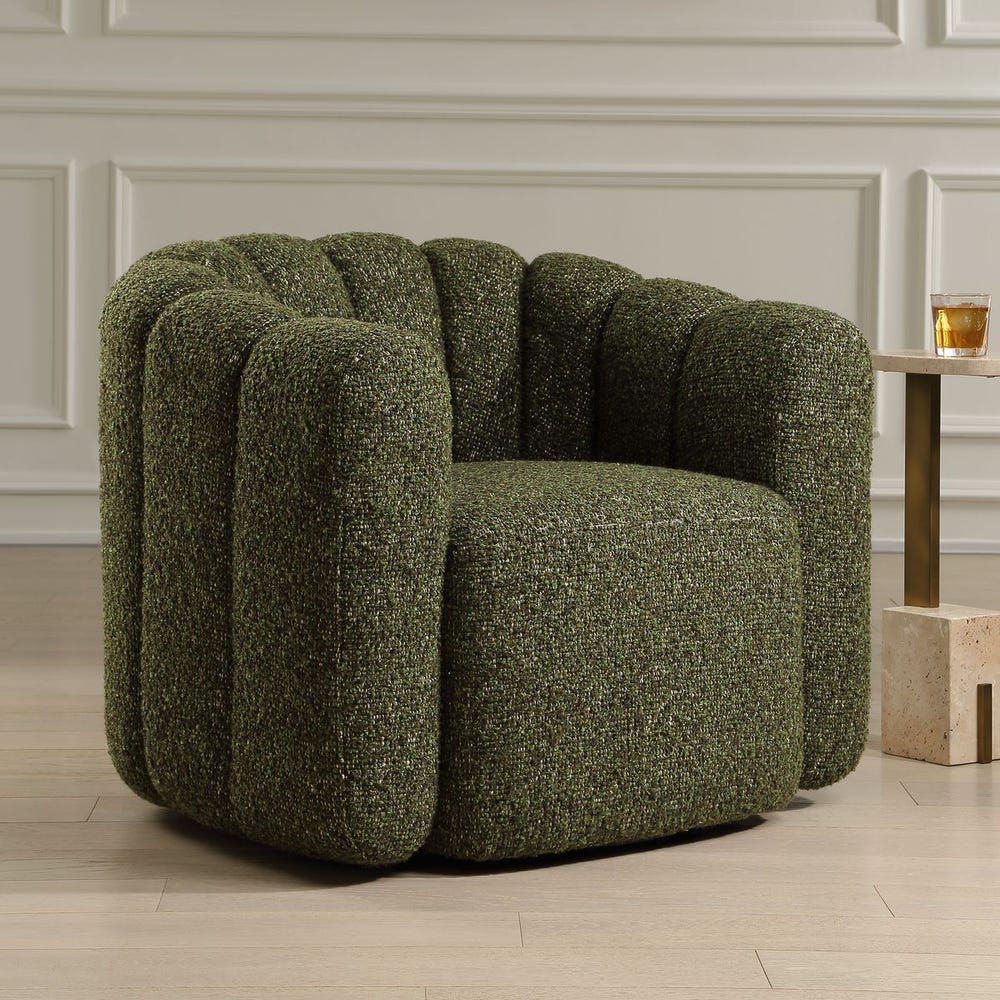 Uttermost Lenoir Olive Green Textured Boucle Swivel Chair - Image 2