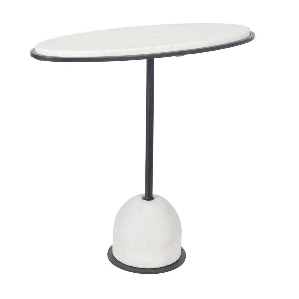 Uttermost Morro White Marble With Black Iron Side Table - Image 2