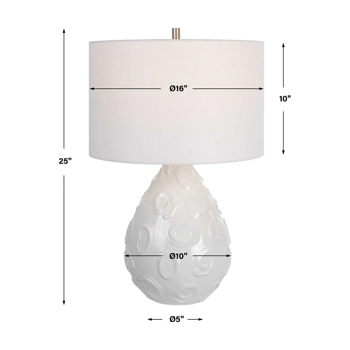 Uttermost Loop White Glazed Ceramic Table Lamp With Linen Shade - Image 8
