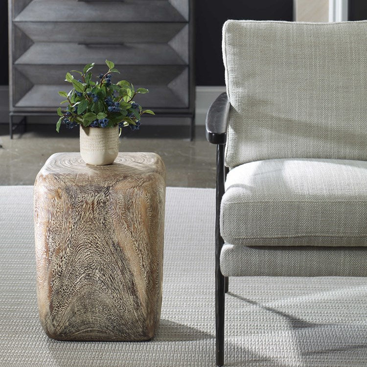 Uttermost Loophole Bleached Wash Suar Wood Accent Stool - Image 3