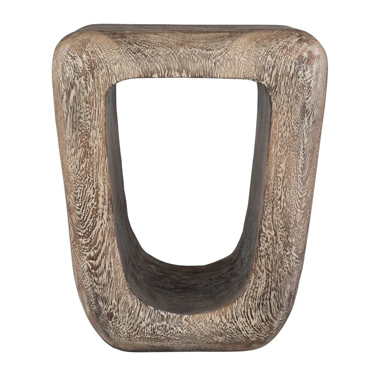 Uttermost Loophole Bleached Wash Suar Wood Accent Stool - Image 4