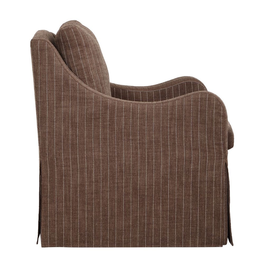 Uttermost Luisa Teak Brown With Linen Pinstripe Swivel Chair - Image 5