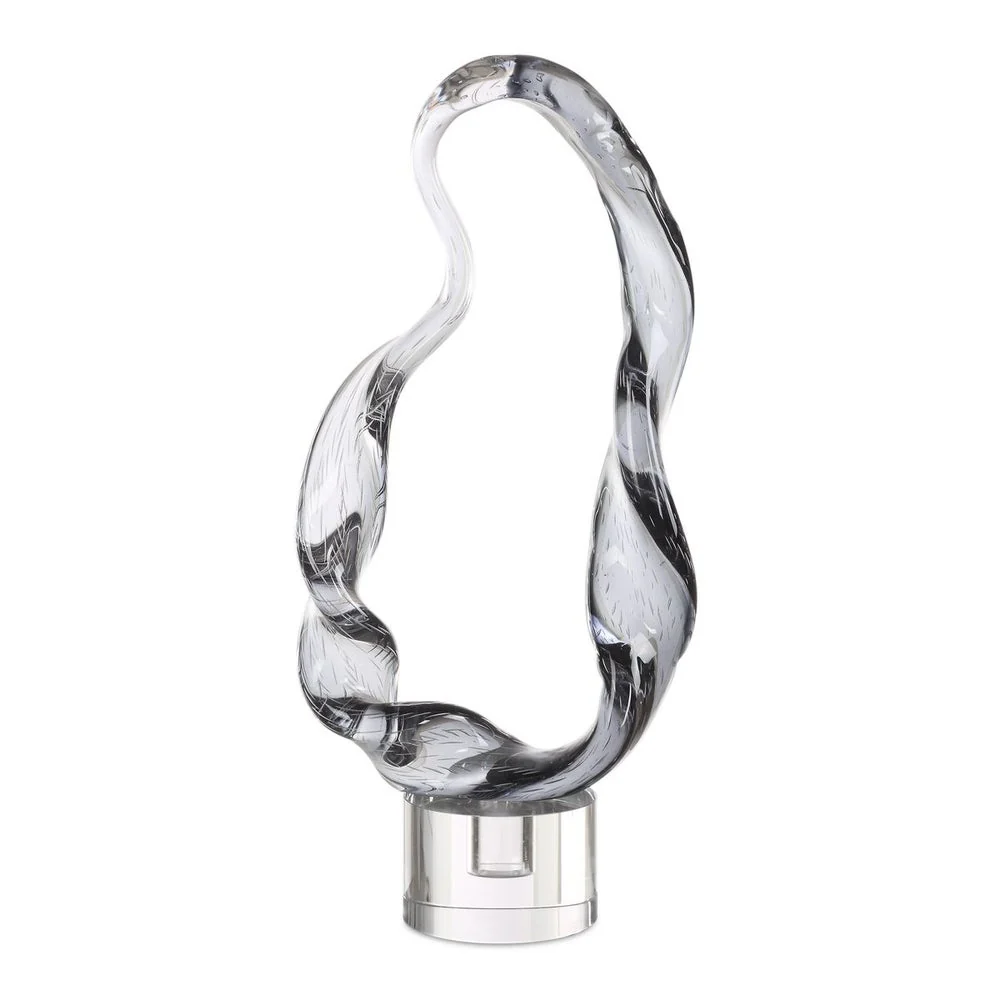 Uttermost Luminous Twist Smoked Glass Sculpture With Crystal Base - Image 3