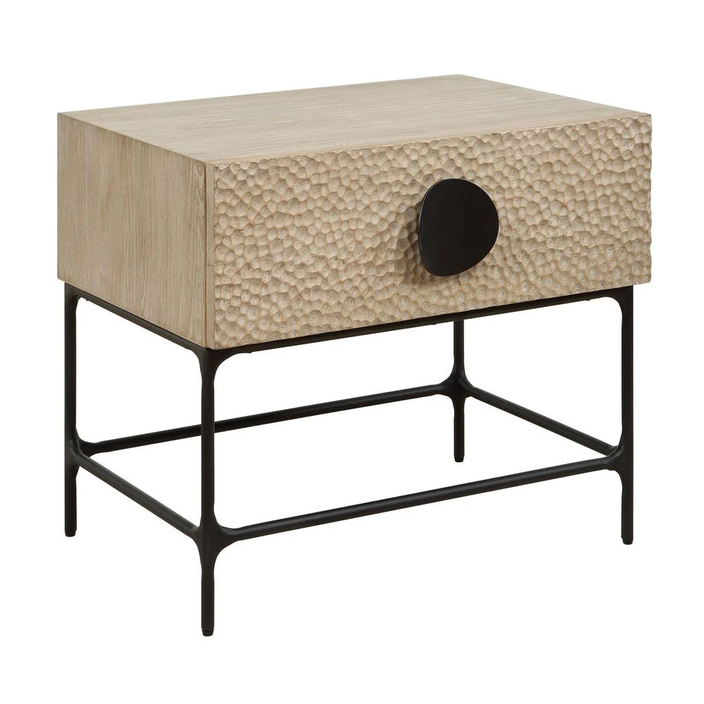 Uttermost Lunar Natural Oak And Solid Black Iron Side Table - Image 4