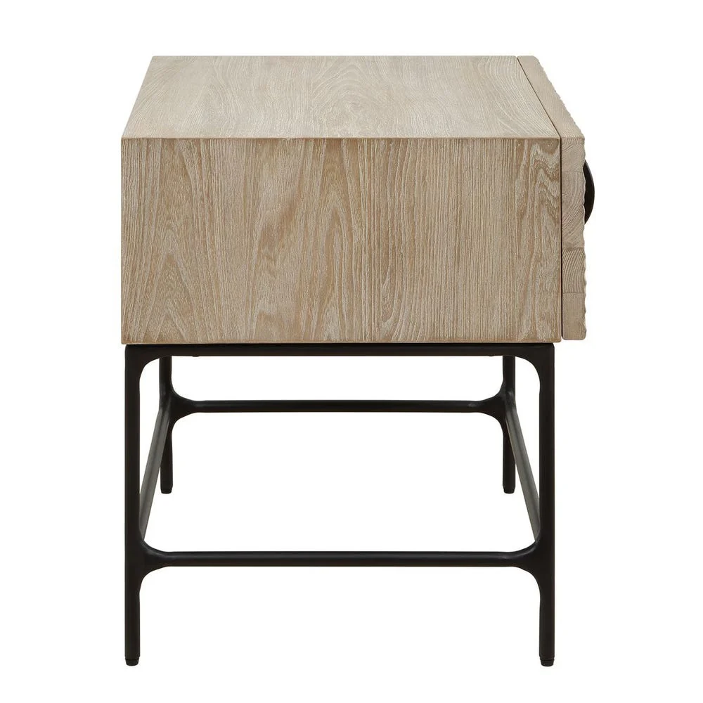 Uttermost Lunar Natural Oak And Solid Black Iron Side Table - Image 5