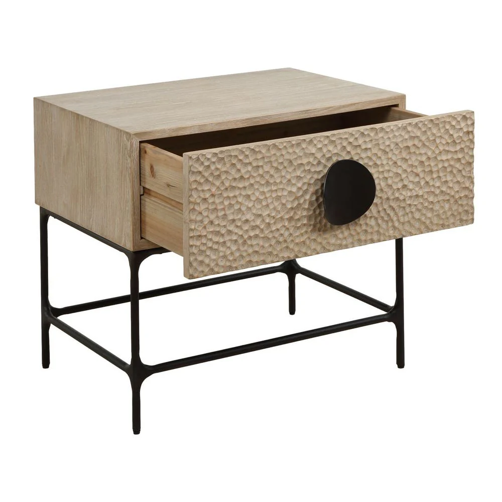 Uttermost Lunar Natural Oak And Solid Black Iron Side Table - Image 7