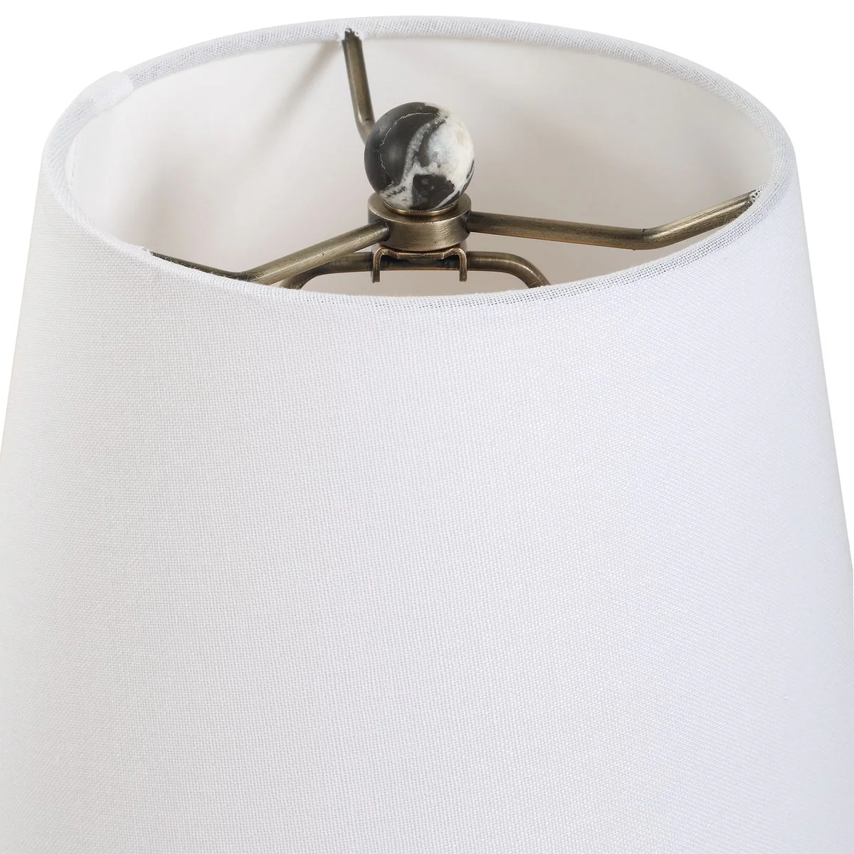 Uttermost Macela Black and White Marble Buffet Lamp With White Linen Shade - Image 5