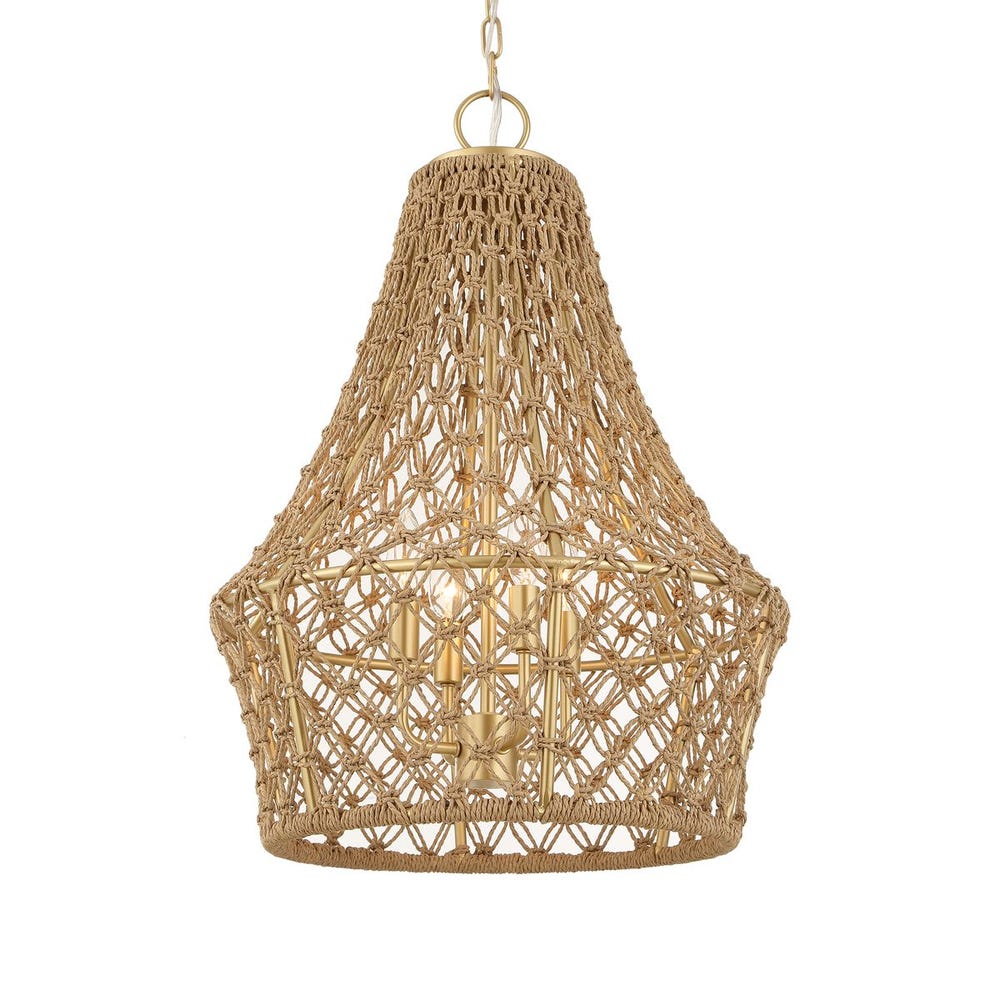 Uttermost Macrame Knotted Rope Brushed Gold 4 Light Pendant - Image 2