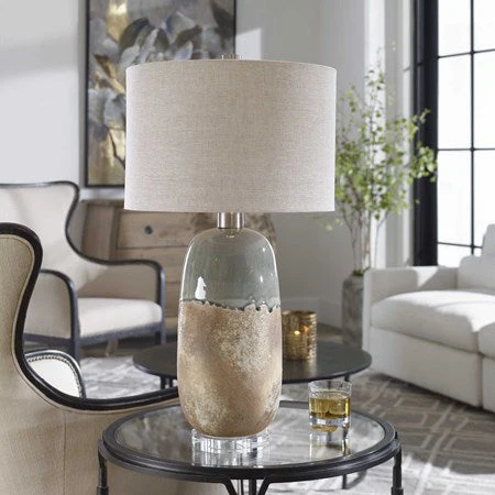 Uttermost Maggie Earthy Terracotta Ceramic Table Lamp With Gray Linen Shade