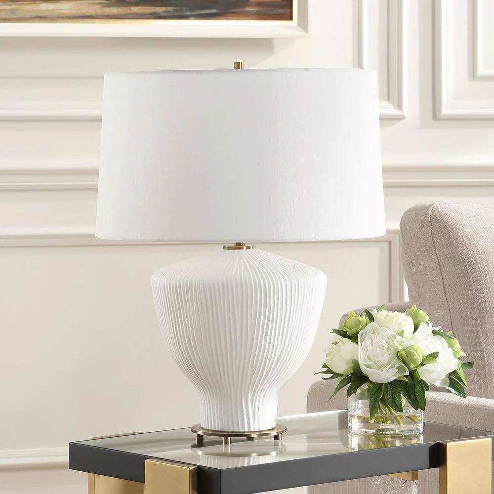 Uttermost Maisie Stain White Vertical Ribbed Textured Table Lamp - Image 2