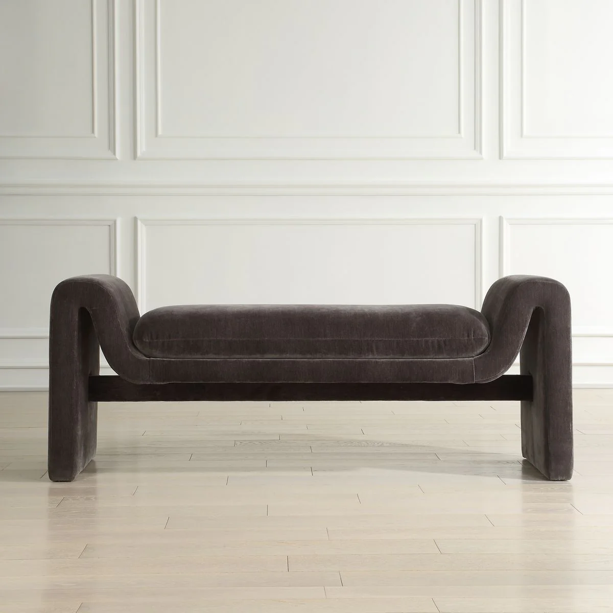 Uttermost Manson Charcoal Velvet Upholstered Bench - Image 3