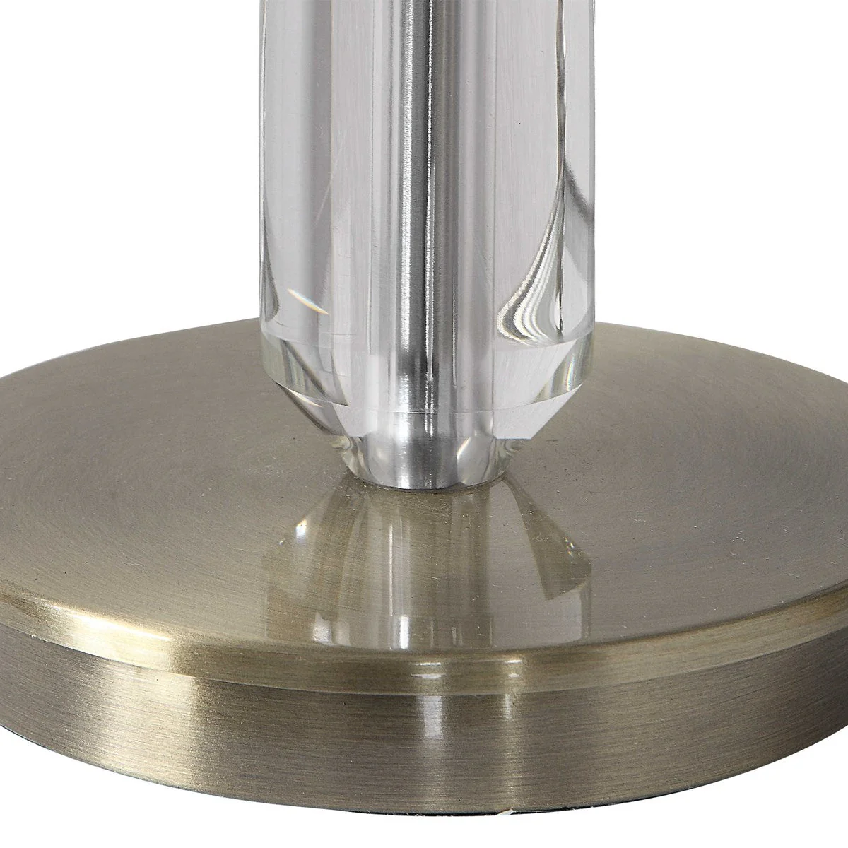 Uttermost Margo Antiqued Brass and Crystal Buffet Lamp With White Linen Shade - Image 7