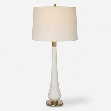 Uttermost Marille Ivory Stone Table Lamp With Light  Khaki Shade - Image 2