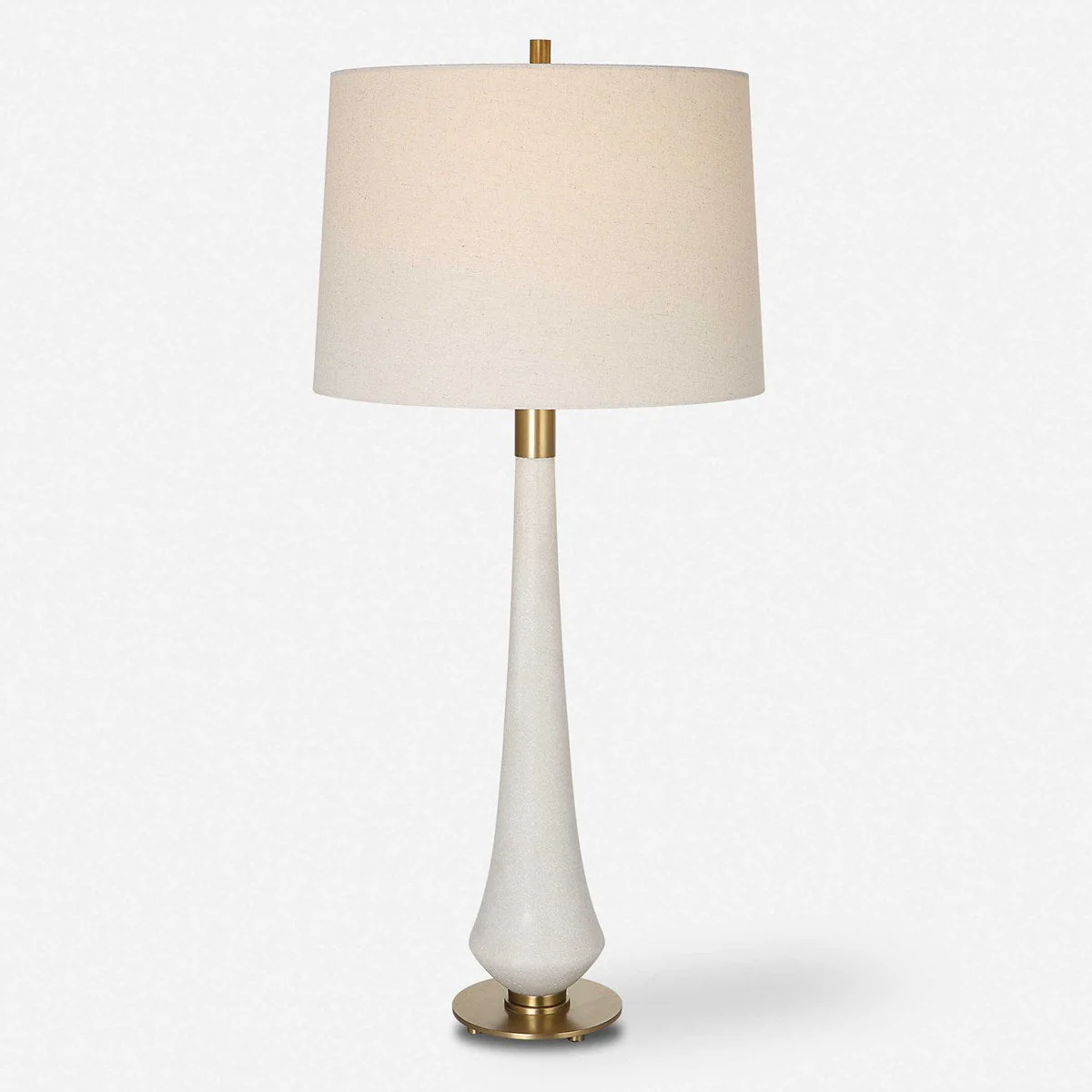 Uttermost Marille Ivory Stone Table Lamp With Light  Khaki Shade - Image 3
