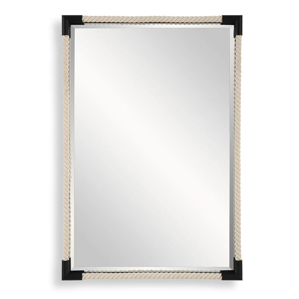 Uttermost Marina White Cotton Rope With Matte Black Iron Mirror - Image 3