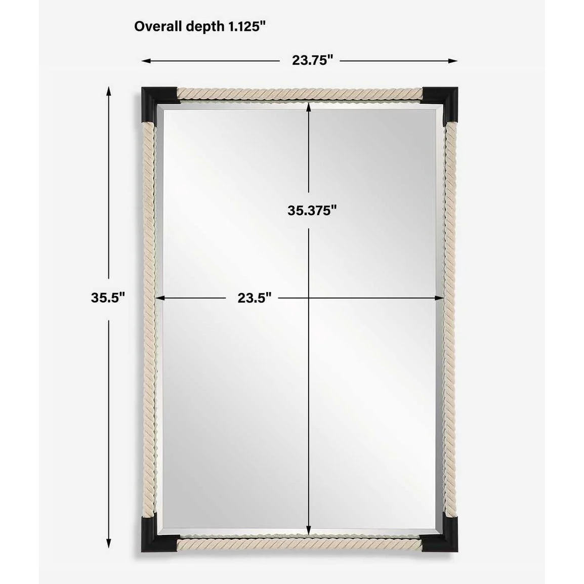 Uttermost Marina White Cotton Rope With Matte Black Iron Mirror - Image 6