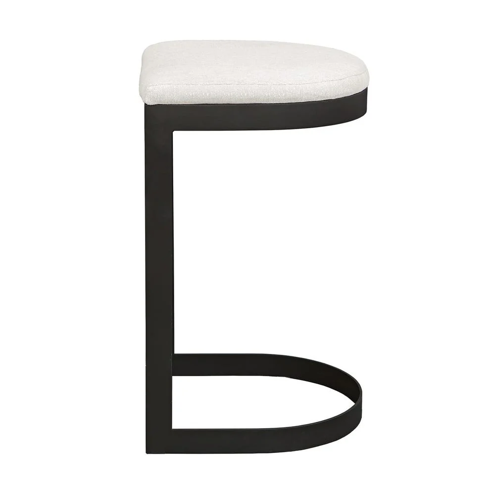 Uttermost Maude Java Black Outdoor Bar Stool With Plush Taupe Fabric Cushion Seat - Image 3