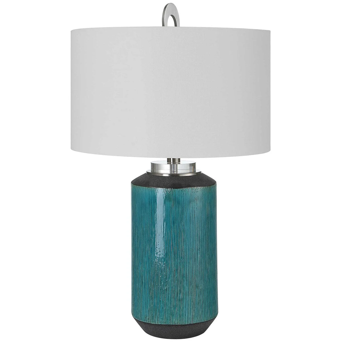Uttermost Maui Aqua Blue Ceramic Table Lamp With Linen Shade - Image 3