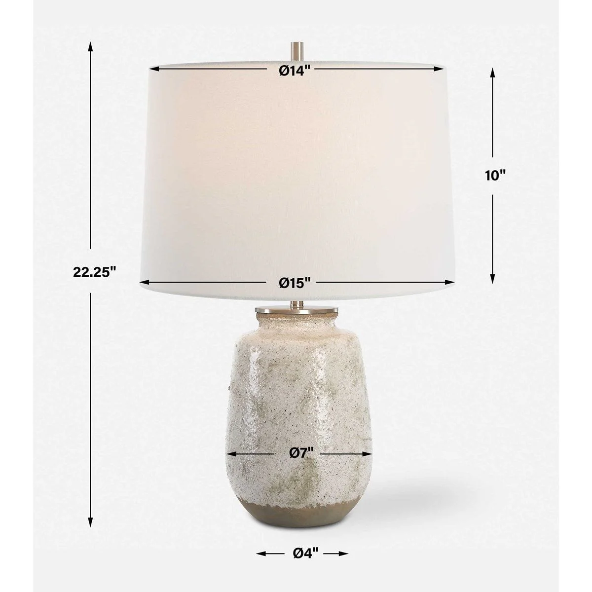 Uttermost Medan Taupe and Dove Gray Glazed Ceramic Table Lamp With White Linen Shade - Image 8